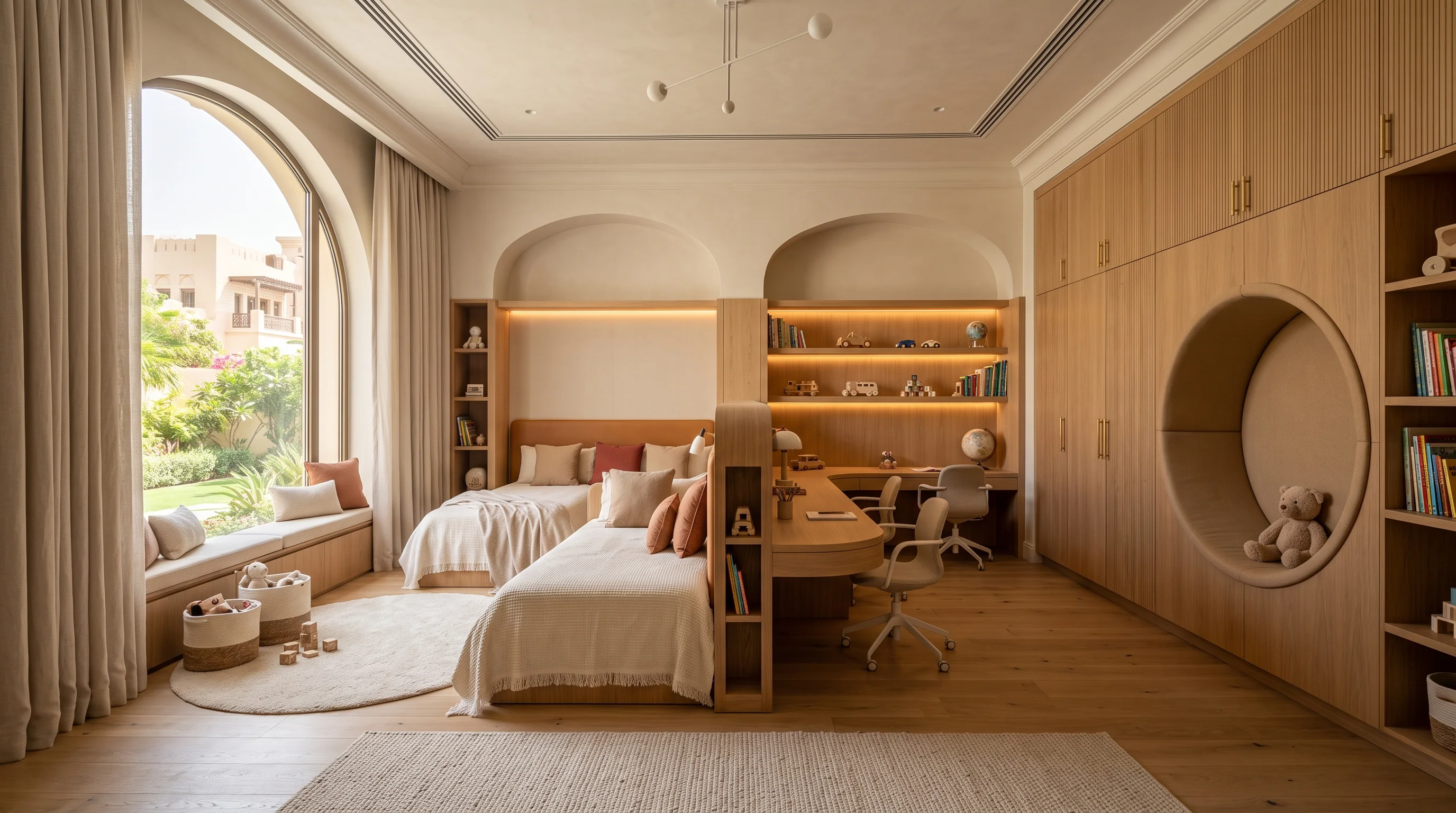 Architectural approach to kids bedroom design balancing proportion and acoustics